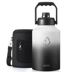 Buzio Rock Series One Gallon Jug with Spout Lid and Sleeve 3.8L - White Black